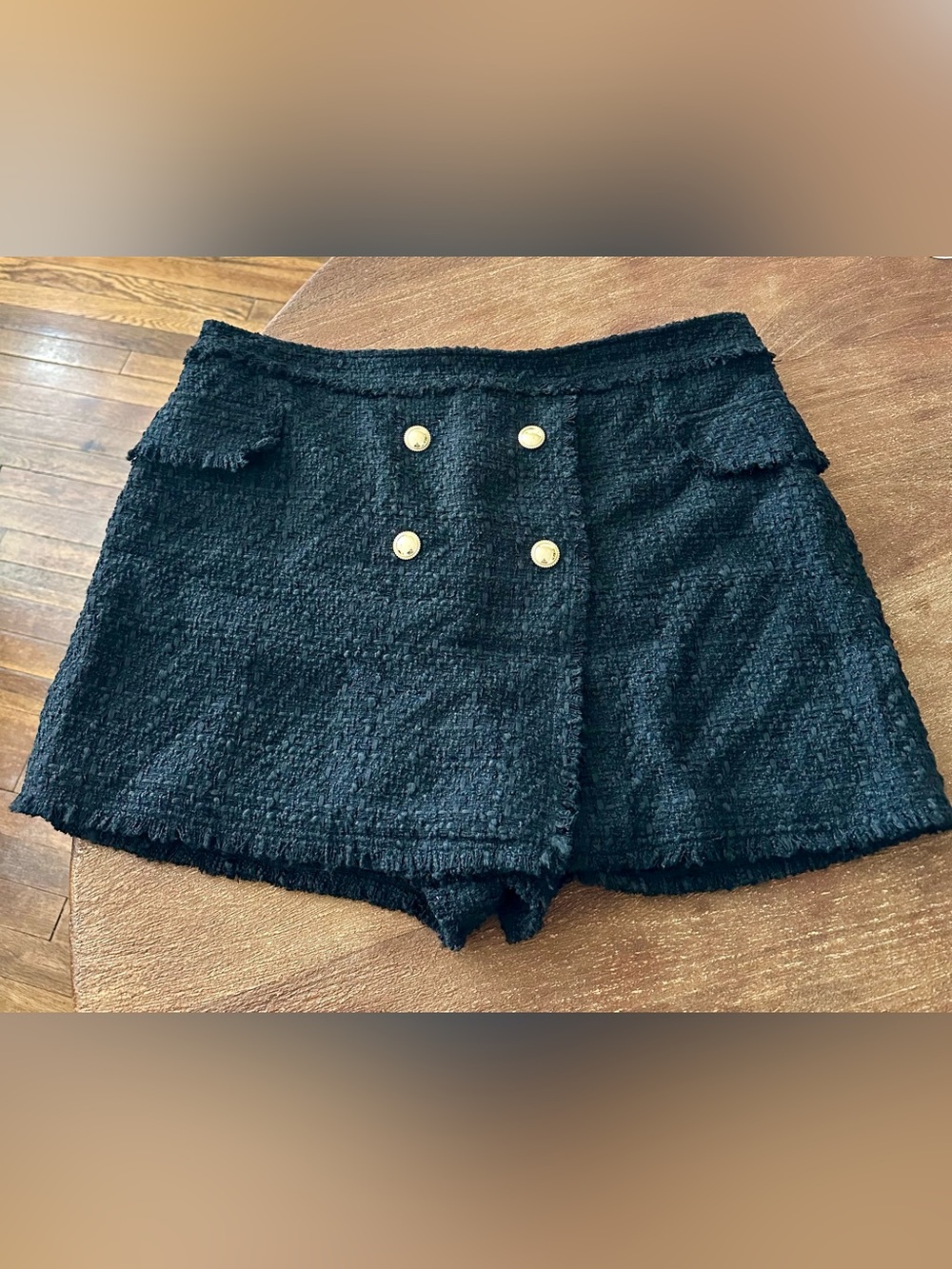 NWT! House of Harlow 1960 Black Tweed Double-Breasted Skort Shorts 🖤